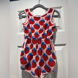 Hanna Anderson, Strawberry Print Kids romper, Size 6/7